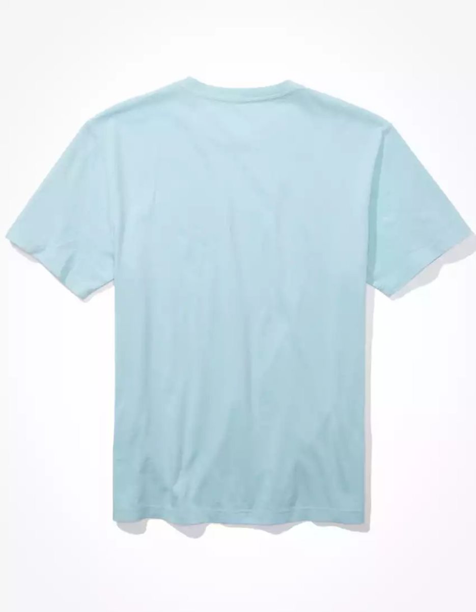 T Shirt Graphique American Eagle AE Super Soft Photoreal Bleu Homme | MBZ-65788912